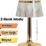 Rio Şarjlı Masa Lambası | Dokunmatik LED | Amber Gün Işığı Beyaz 3 Renk USB Şarjlı Lamba