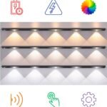 Sensörlü Şarjlı Mıknatıslı LED Işık 40 cm Siyah | Dimmerli 3 Işık Renkli Hareket Sensörlü Aydınlatma